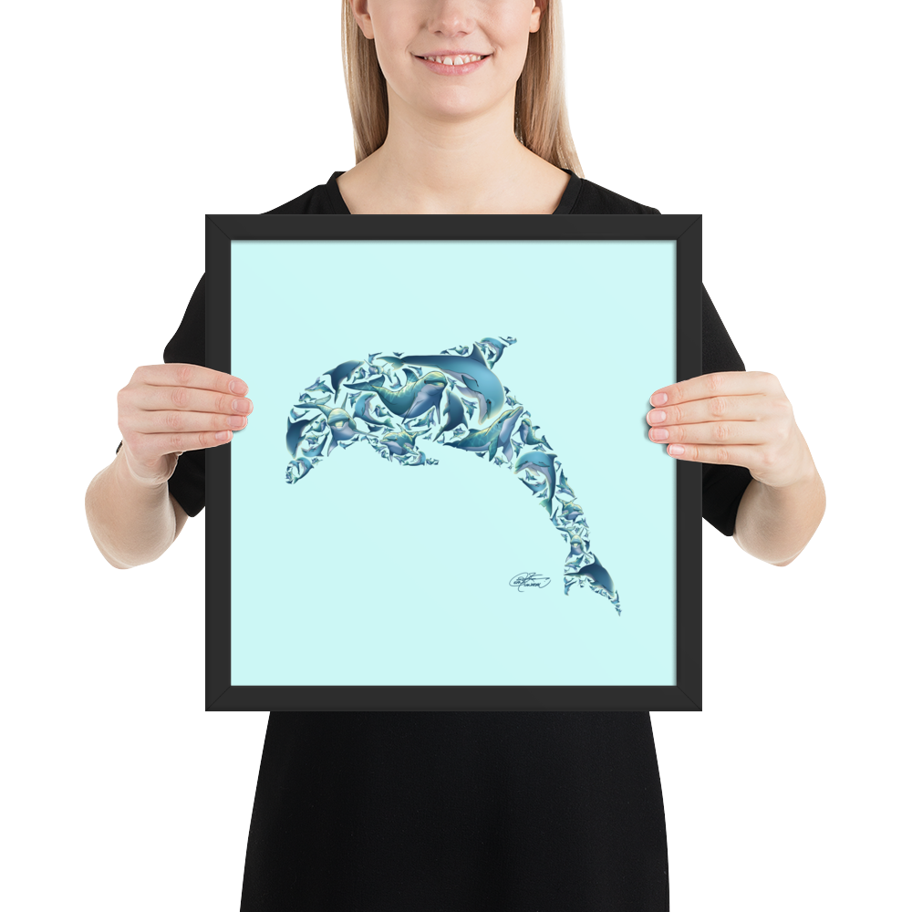 Framed Dolphin Collage Poster