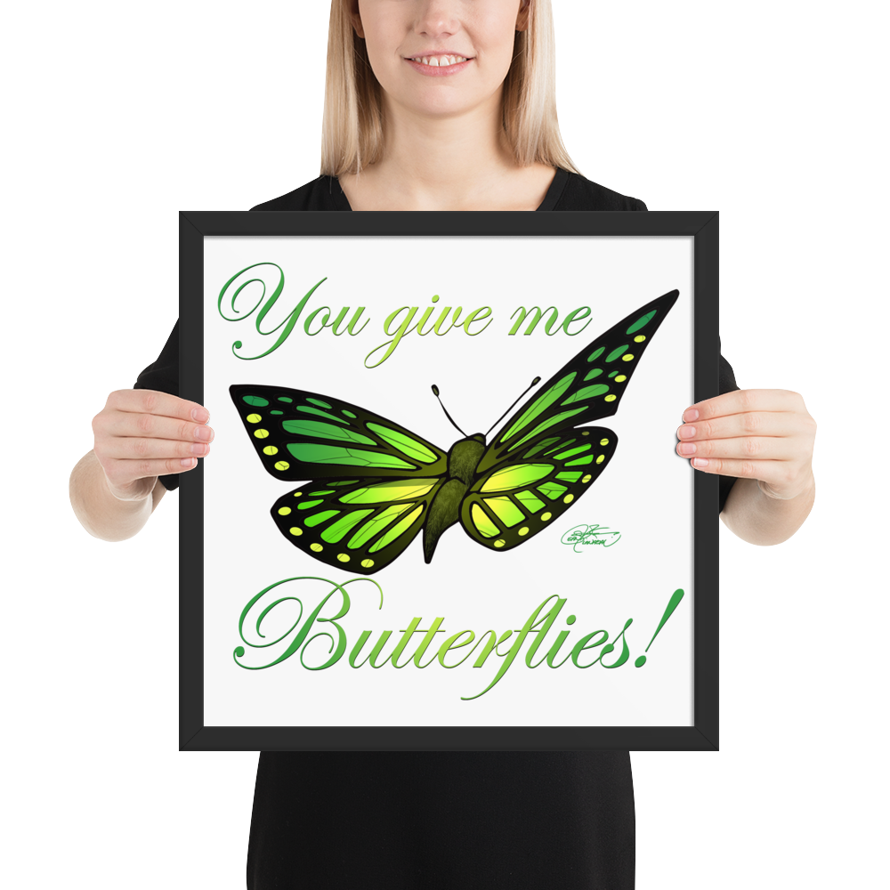 Framed Green Butterfly Poster