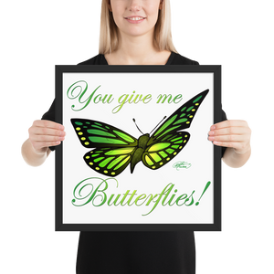 Framed Green Butterfly Poster