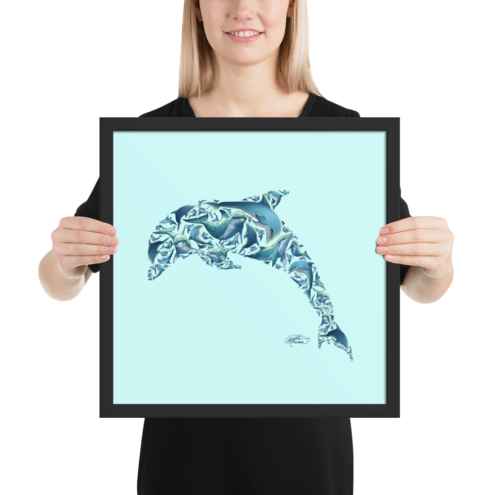 Framed Dolphin Collage Poster