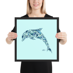 Framed Dolphin Collage Poster
