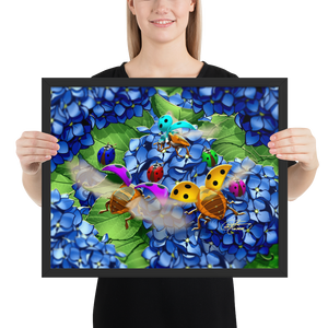 Framed Hydrangea Ladybug Poster