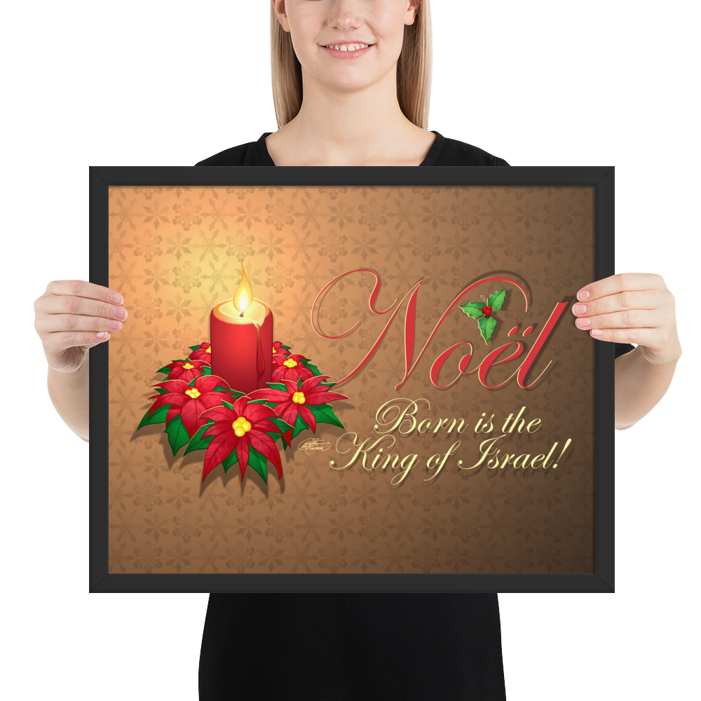 Framed Noel Poinsettia Poster
