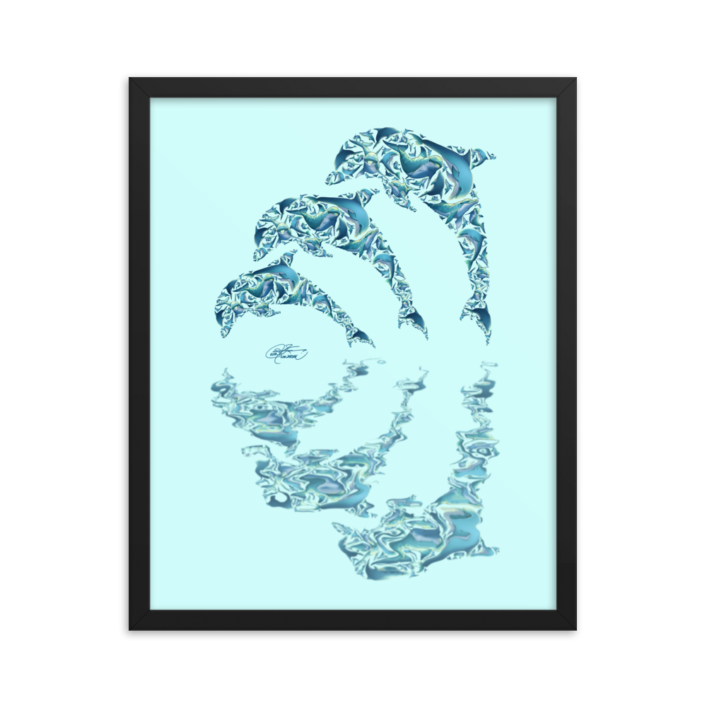 Framed Dolphin Collage Poster