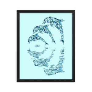 Framed Dolphin Collage Poster