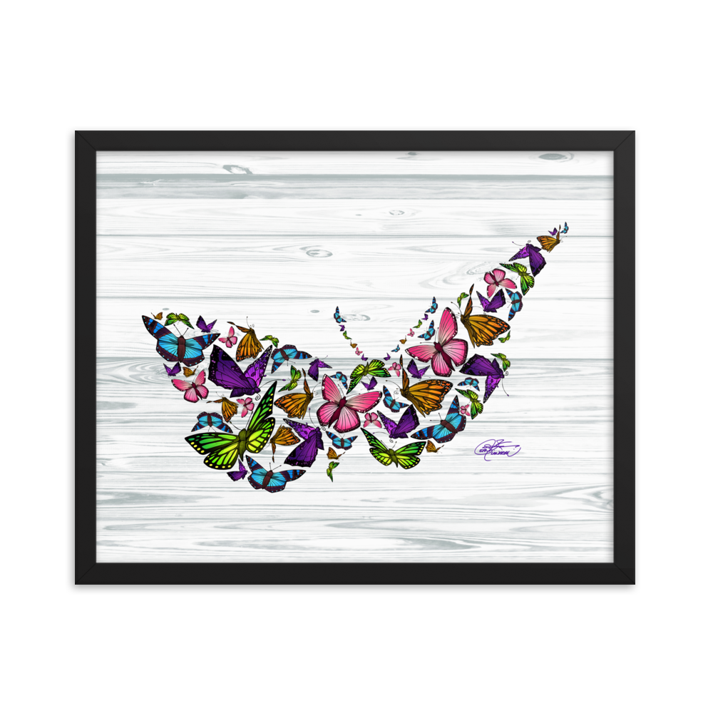 Framed Butterfly Collage Poster