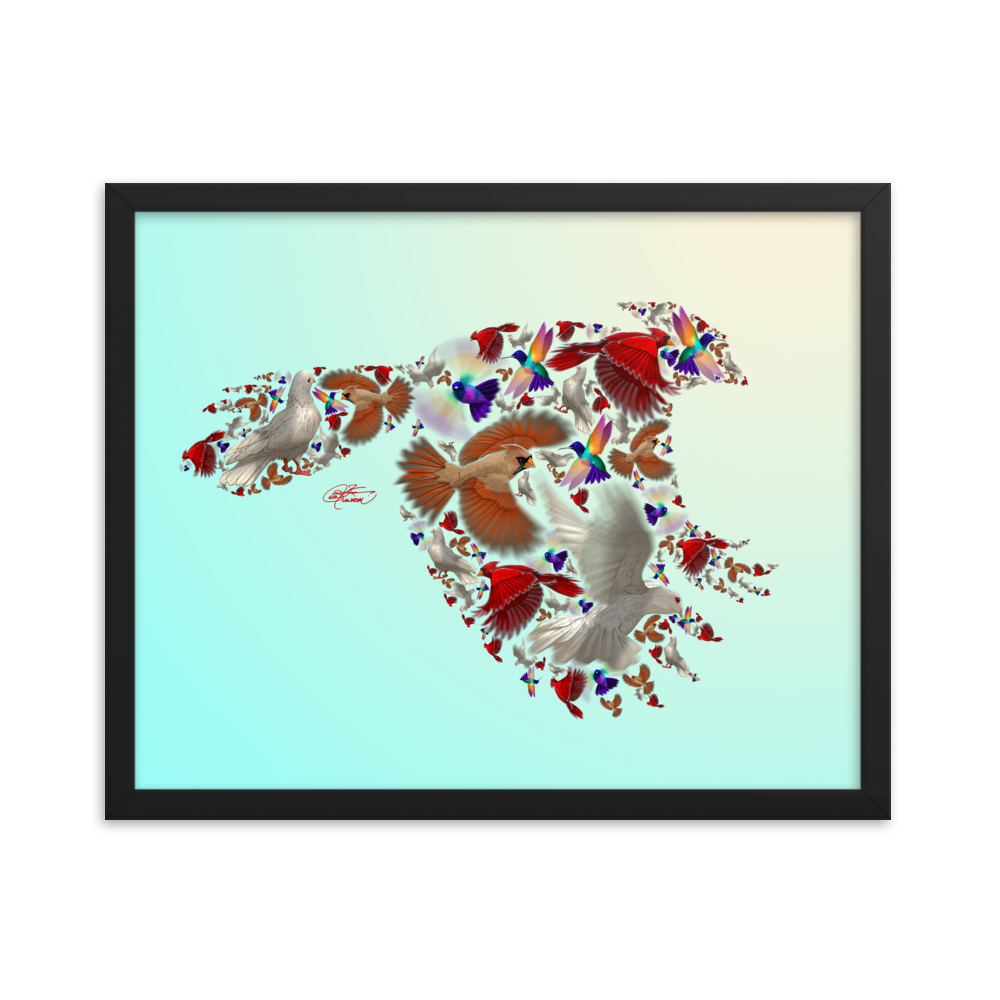 Framed Bird Collage Poster