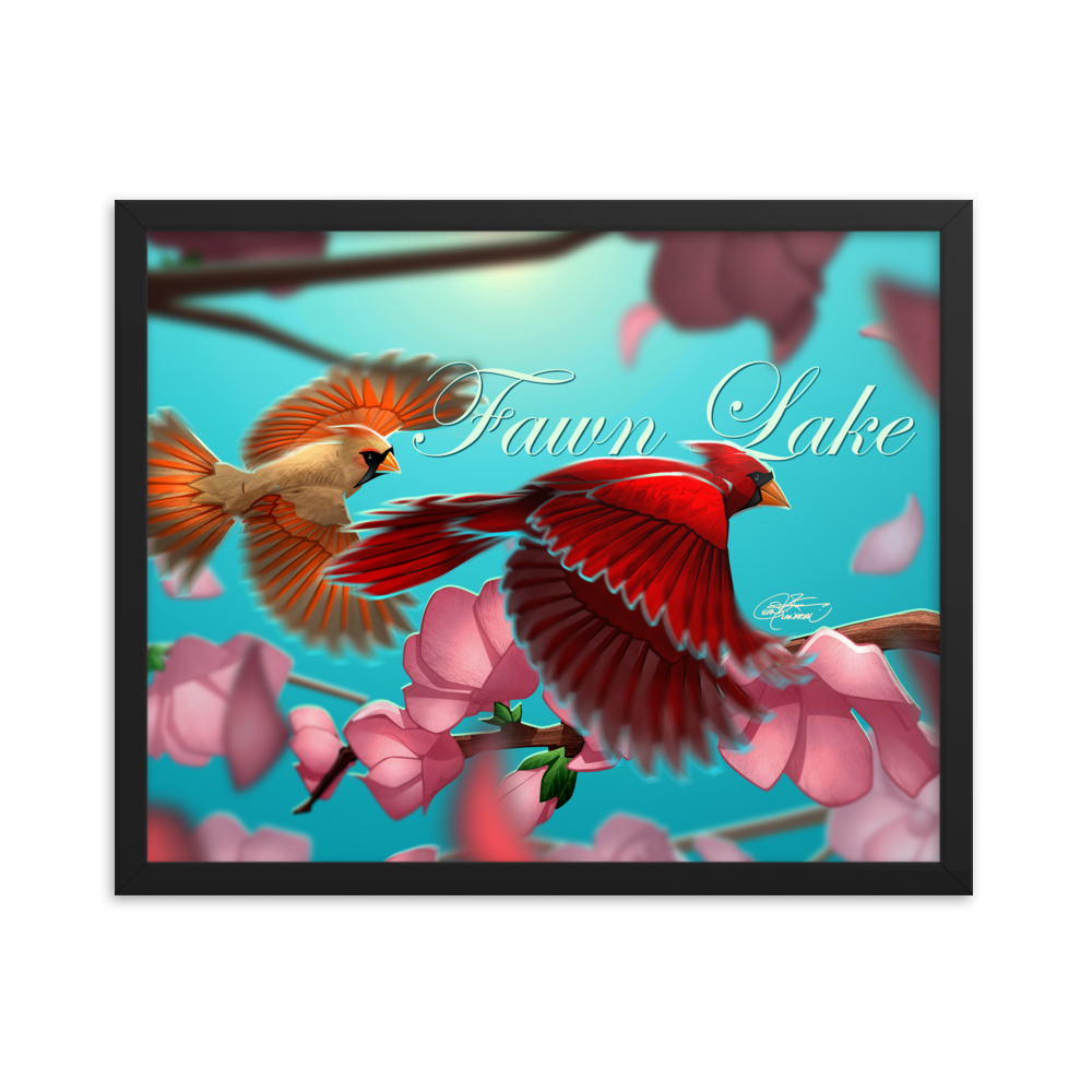 Framed Fawn Lake Cardinals Poster
