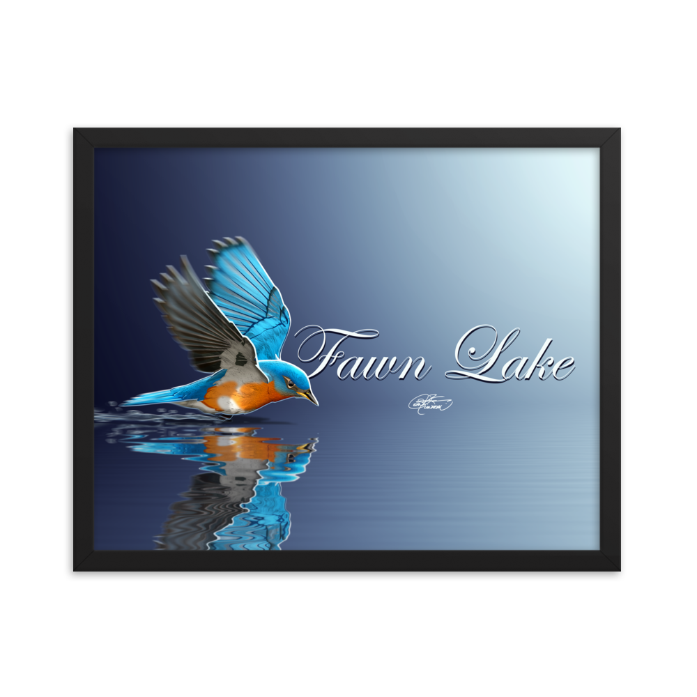 Framed Fawn Lake Bluebird Poster