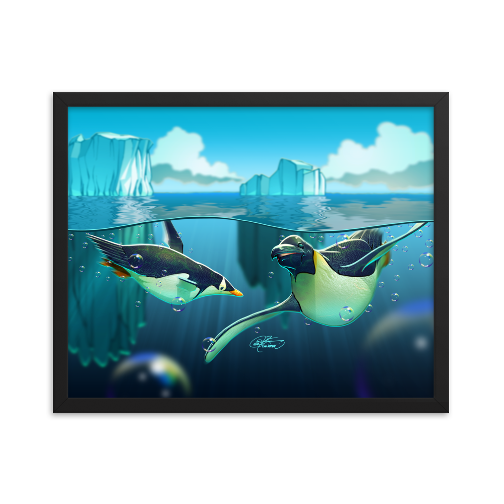 Framed Antarctic Penguins Poster