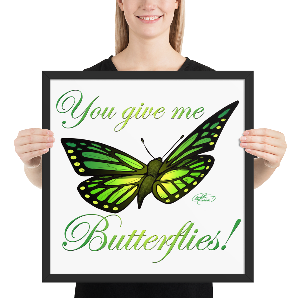 Framed Green Butterfly Poster