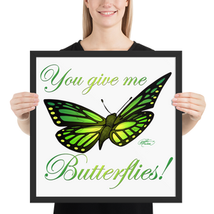Framed Green Butterfly Poster
