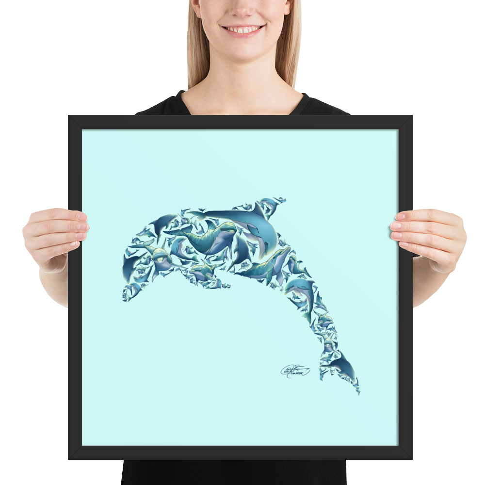 Framed Dolphin Collage Poster