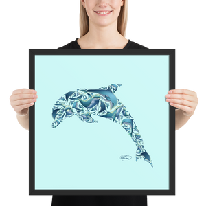 Framed Dolphin Collage Poster