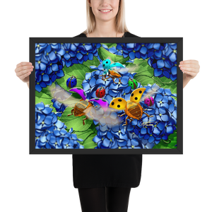 Framed Hydrangea Ladybug Poster