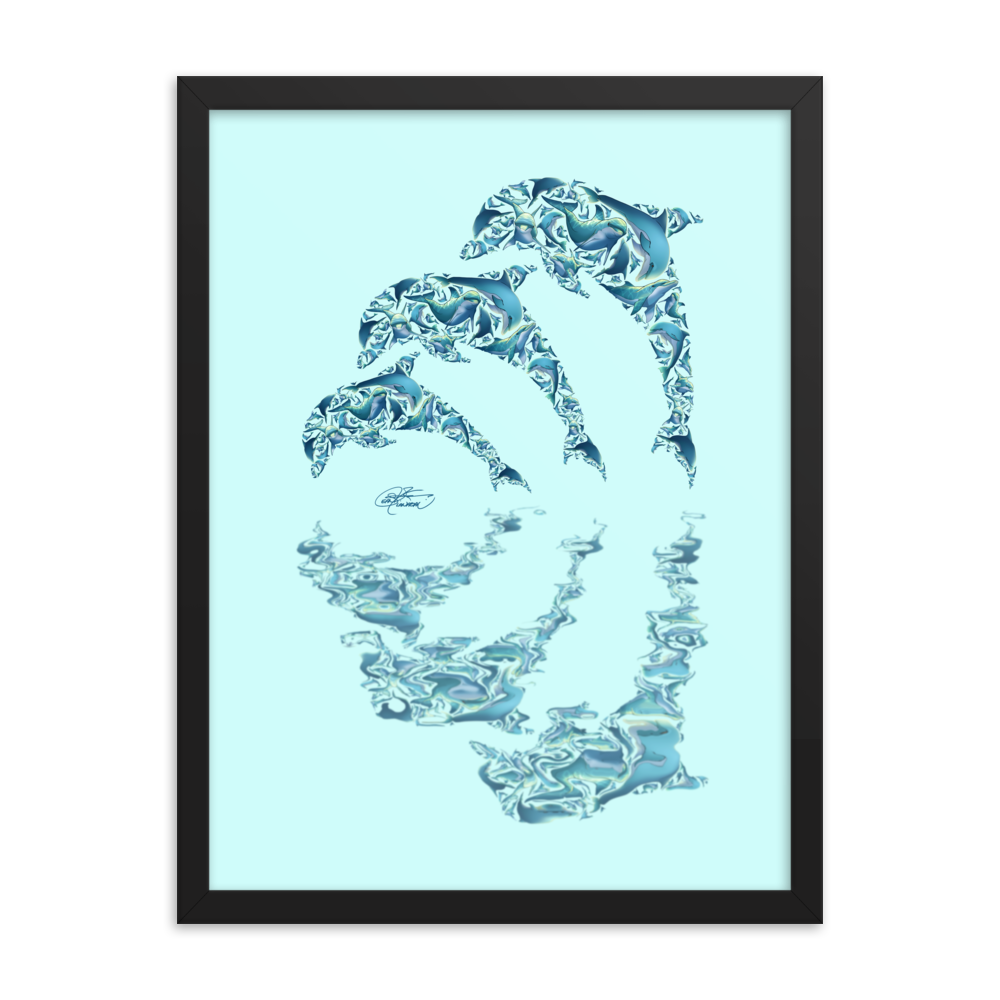 Framed Dolphin Collage Poster
