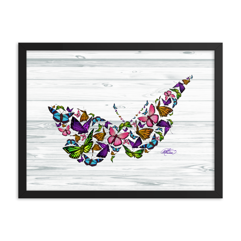 Framed Butterfly Collage Poster