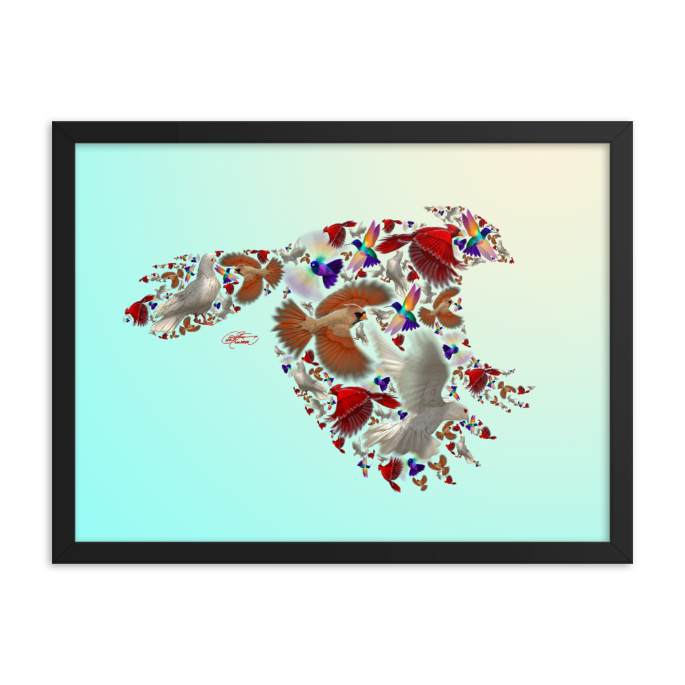Framed Bird Collage Poster