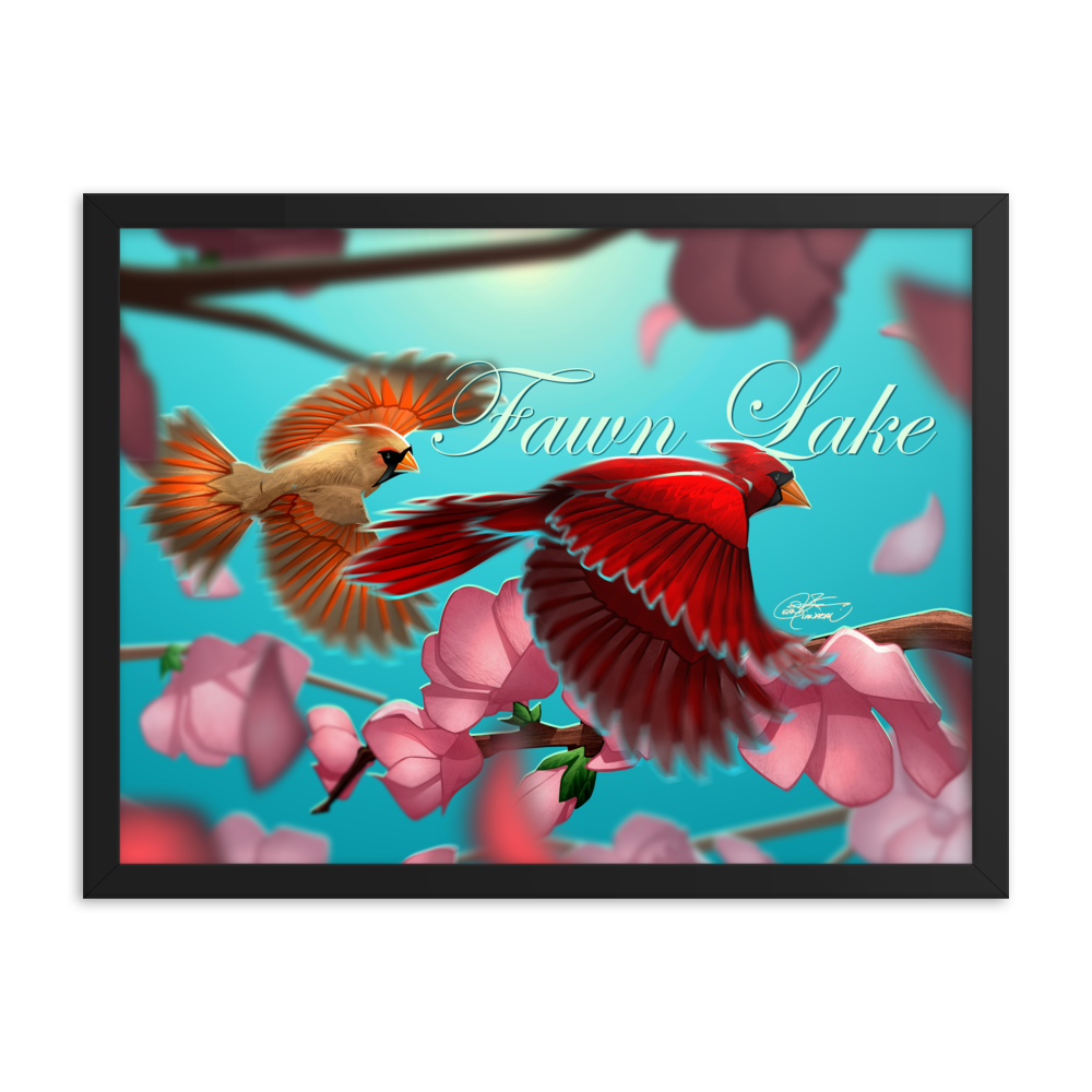 Framed Fawn Lake Cardinals Poster