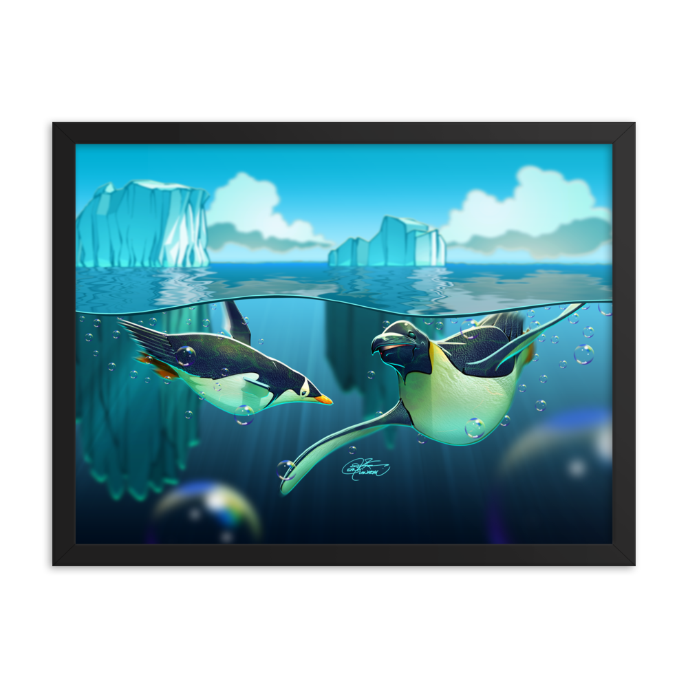 Framed Antarctic Penguins Poster