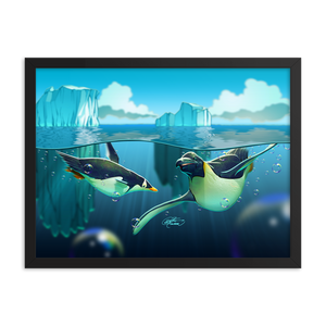 Framed Antarctic Penguins Poster