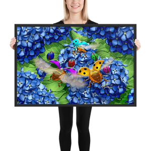 Framed Hydrangea Ladybug Poster