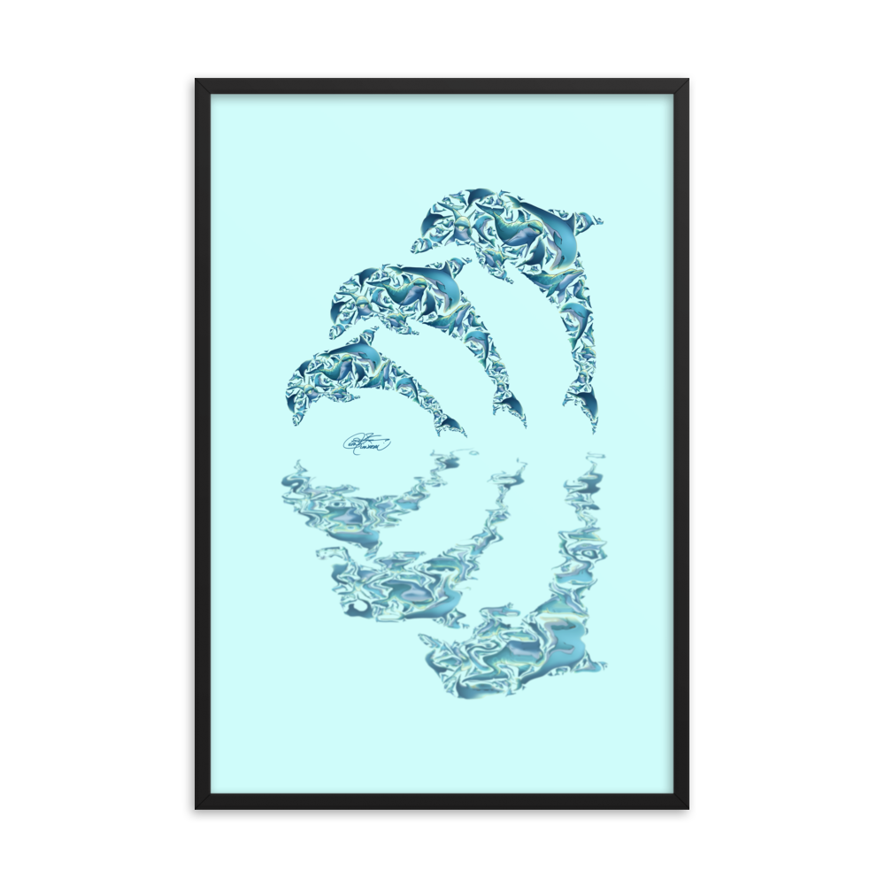 Framed Dolphin Collage Poster