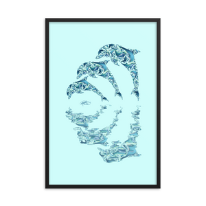 Framed Dolphin Collage Poster