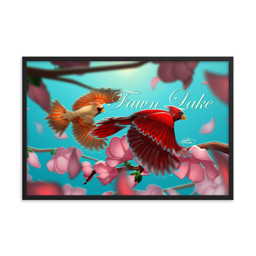 Framed Fawn Lake Cardinals Poster