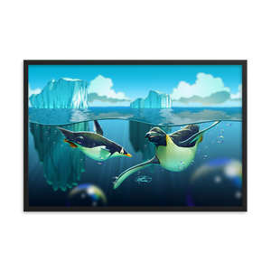 Framed Antarctic Penguins Poster