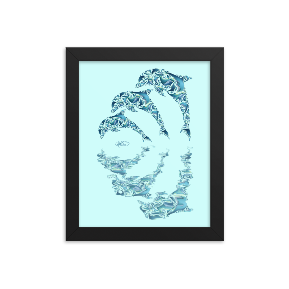 Framed Dolphin Collage Poster