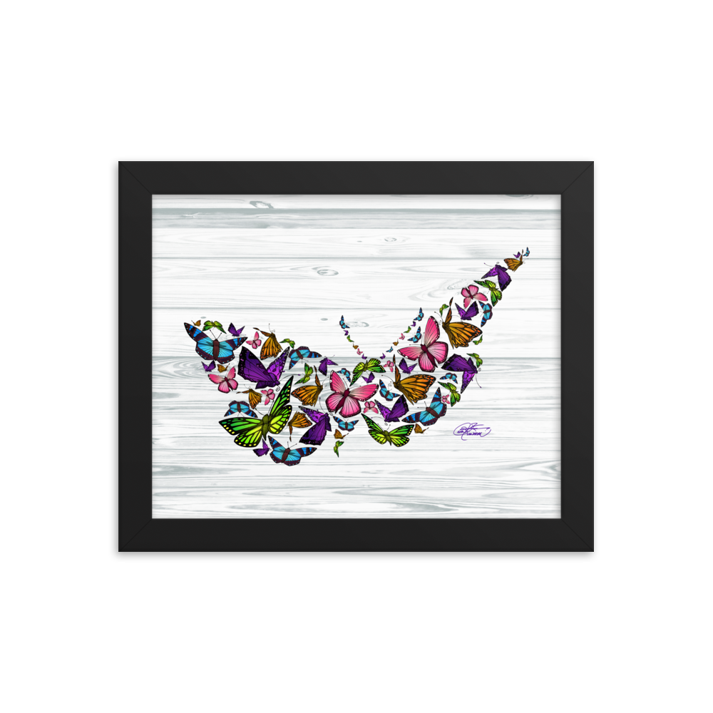 Framed Butterfly Collage Poster