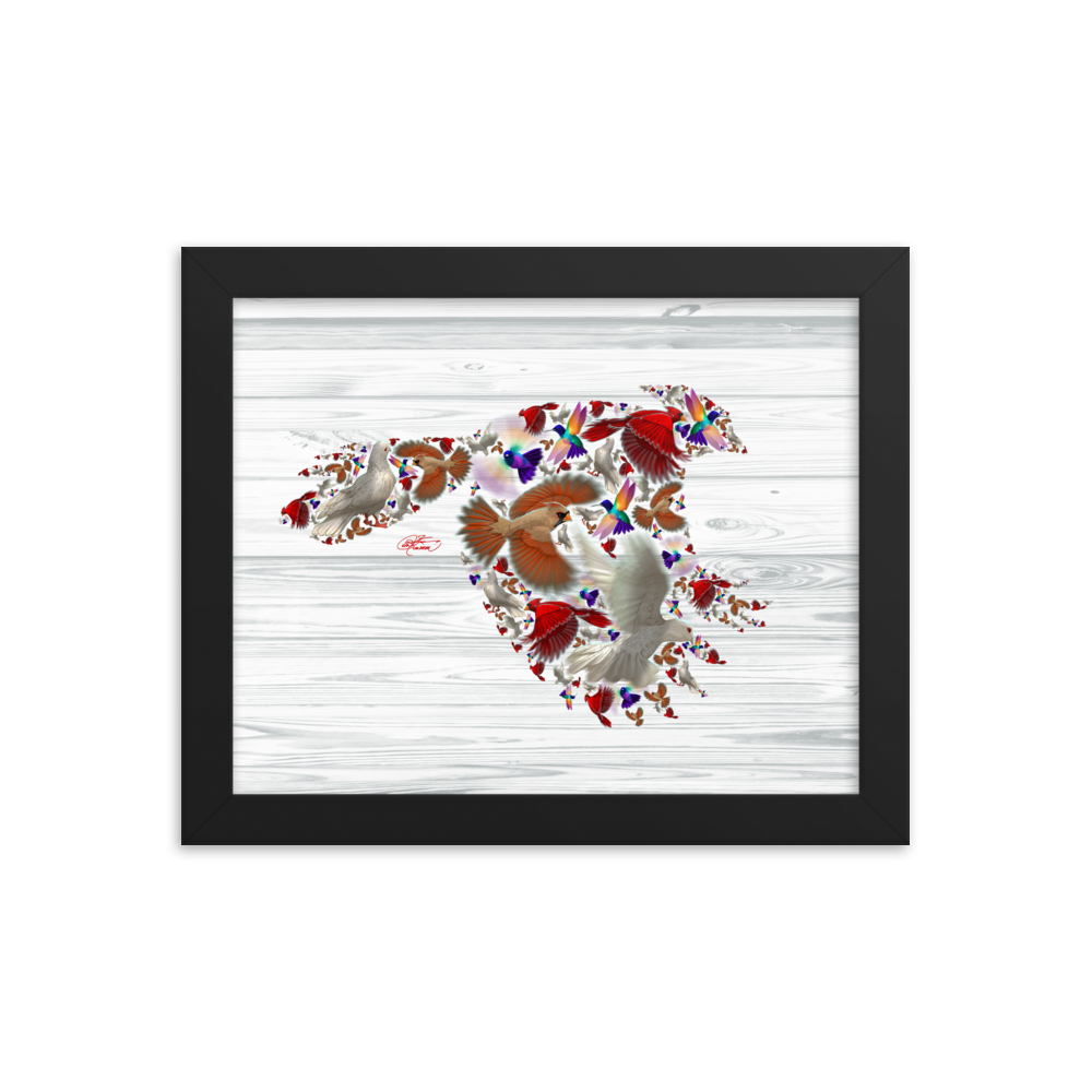 Framed Bird Collage Poster