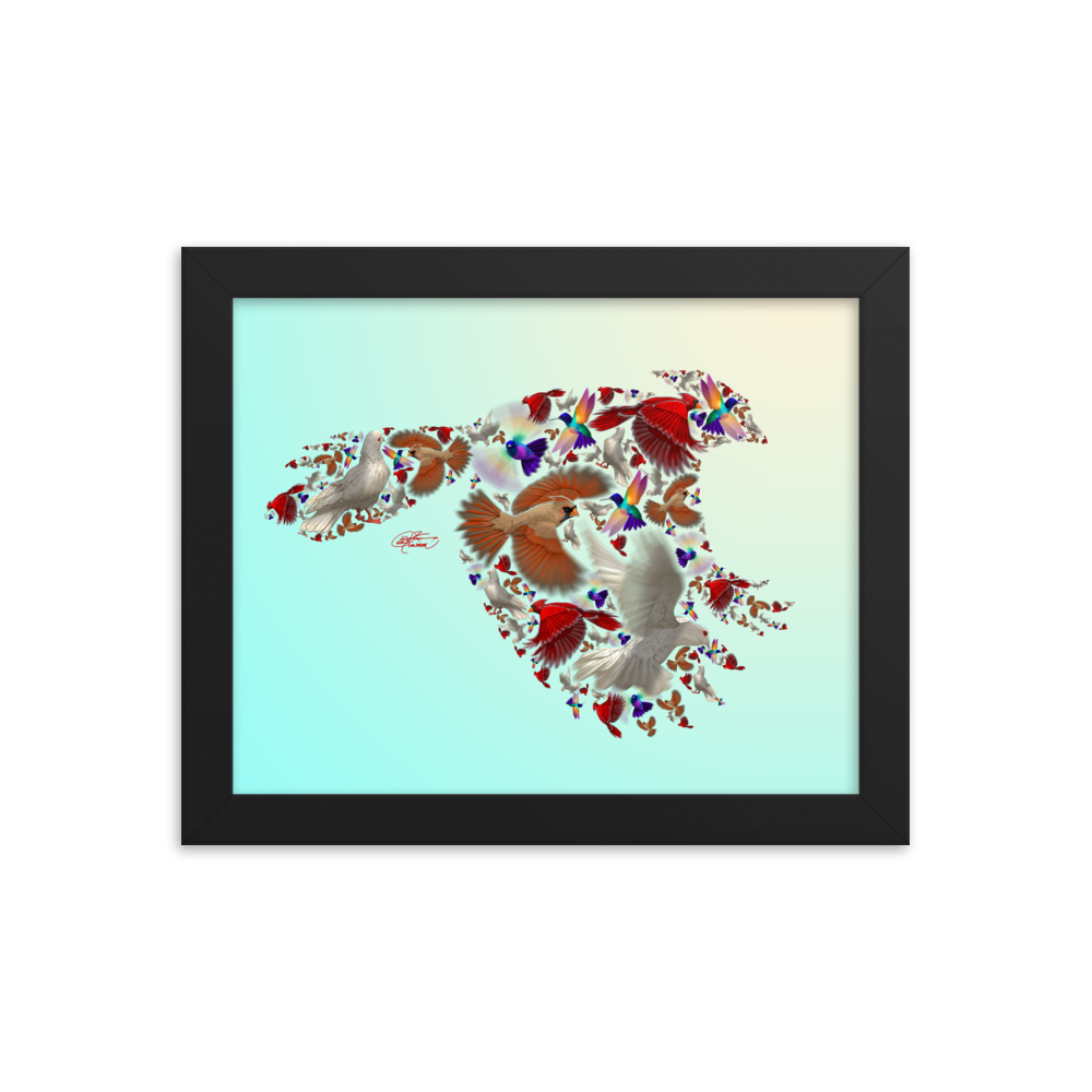 Framed Bird Collage Poster