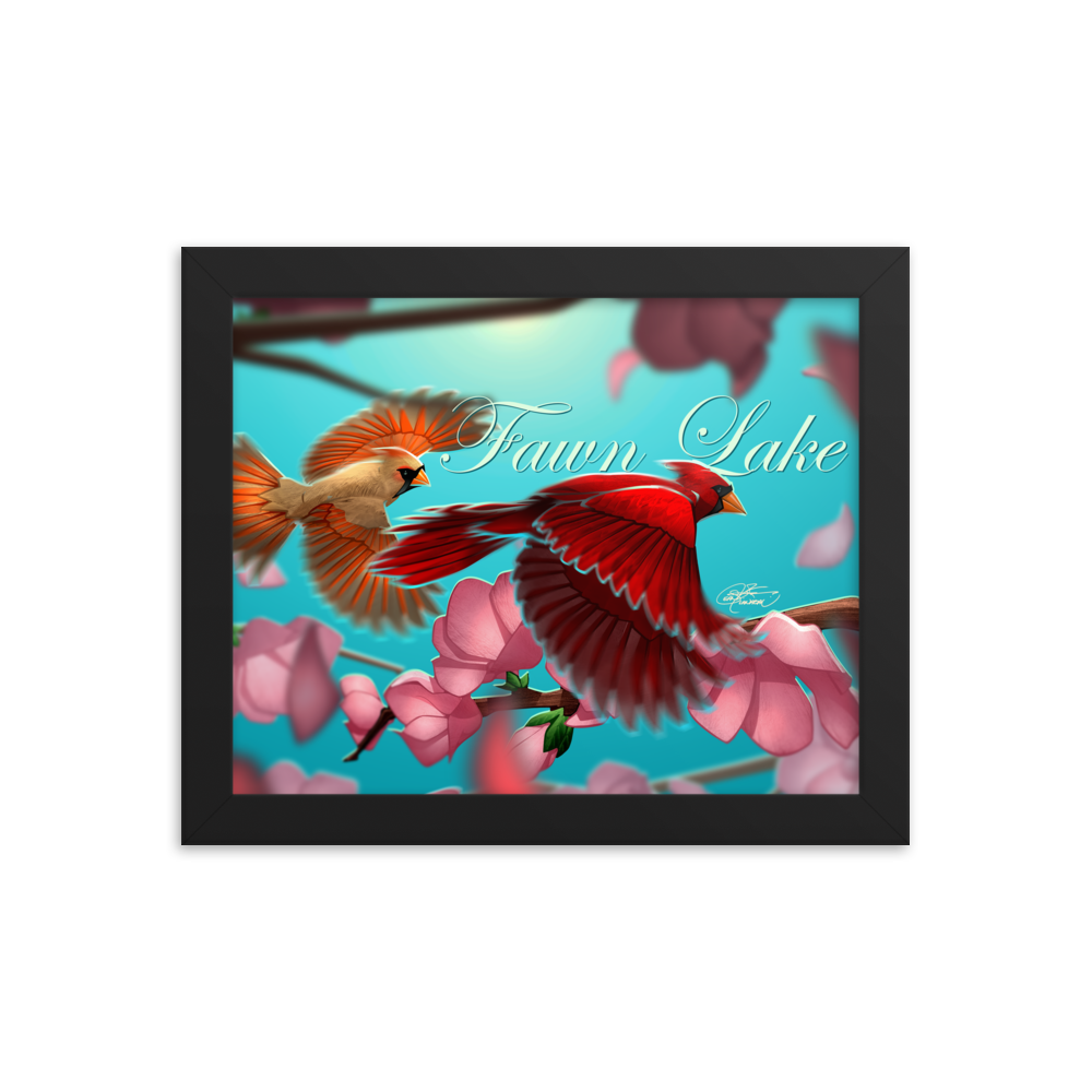 Framed Fawn Lake Cardinals Poster
