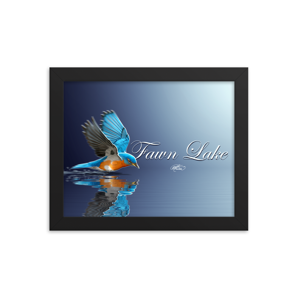Framed Fawn Lake Bluebird Poster