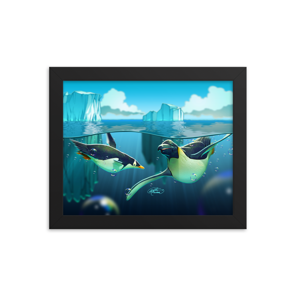 Framed Antarctic Penguins Poster