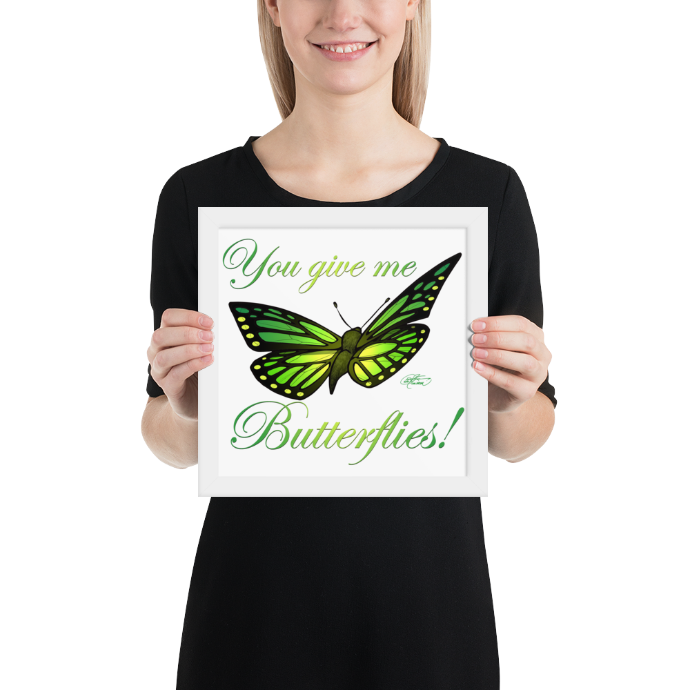 Framed Green Butterfly Poster