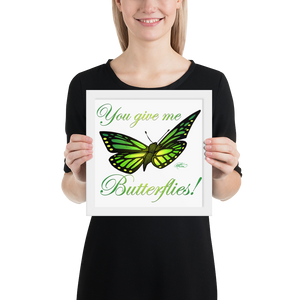 Framed Green Butterfly Poster