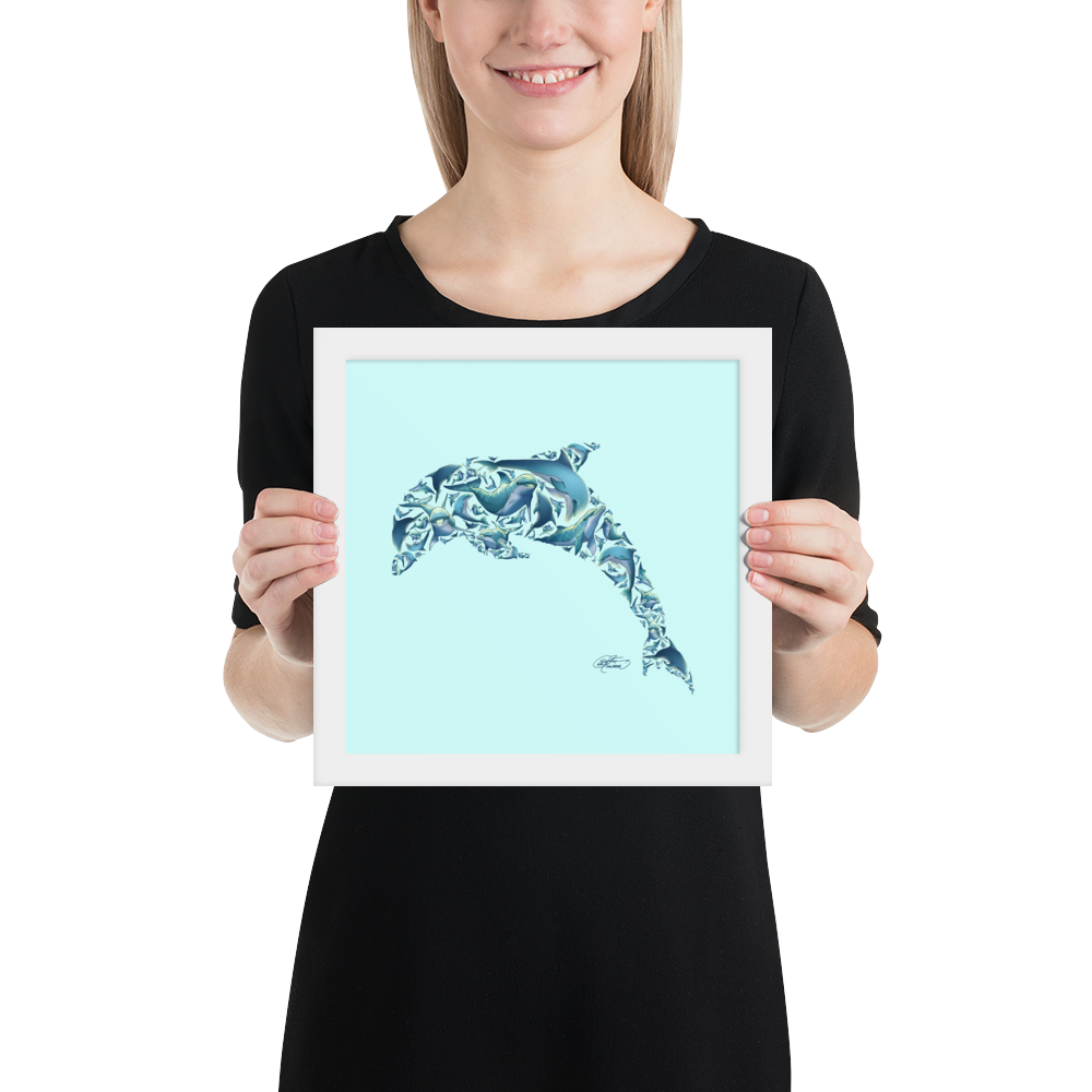 Framed Dolphin Collage Poster
