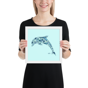Framed Dolphin Collage Poster