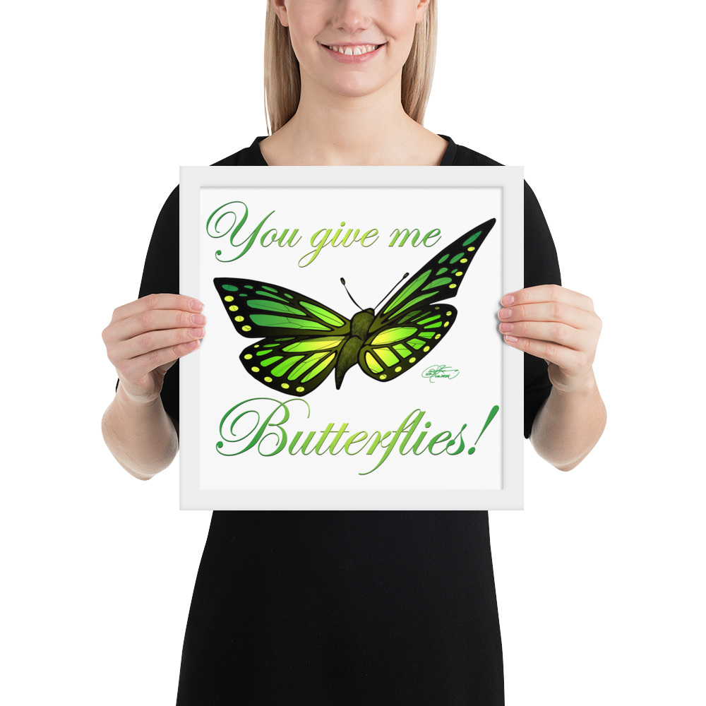Framed Green Butterfly Poster