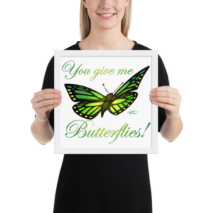 Framed Green Butterfly Poster