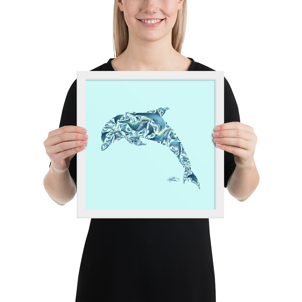 Framed Dolphin Collage Poster