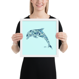 Framed Dolphin Collage Poster