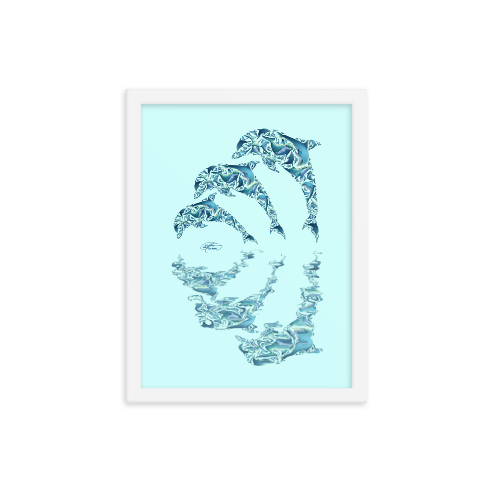 Framed Dolphin Collage Poster