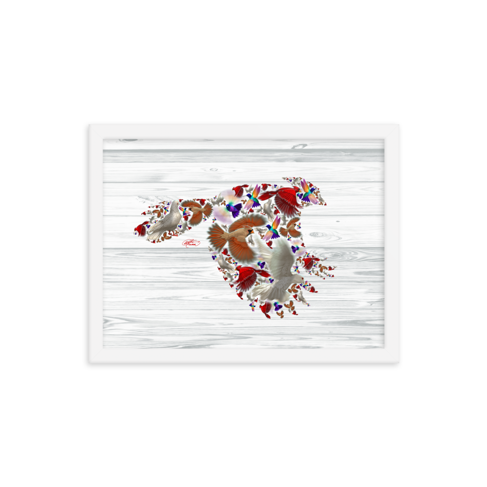 Framed Bird Collage Poster