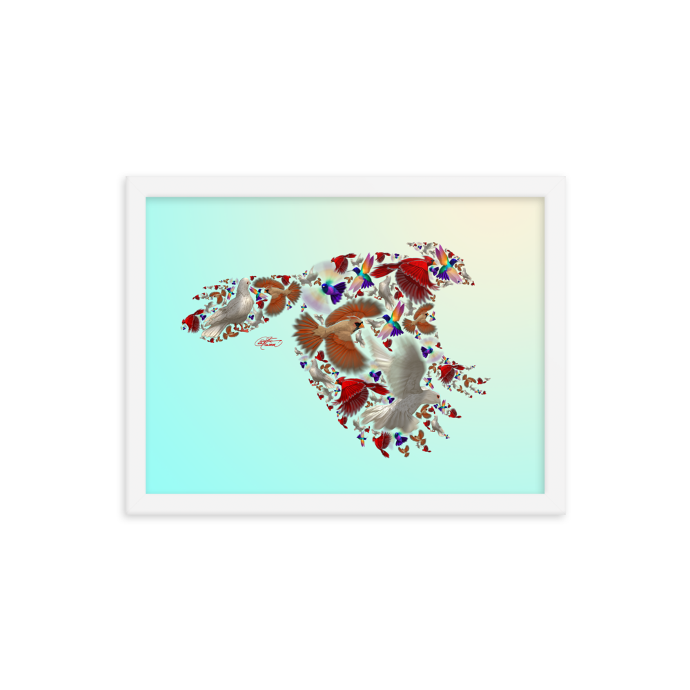 Framed Bird Collage Poster