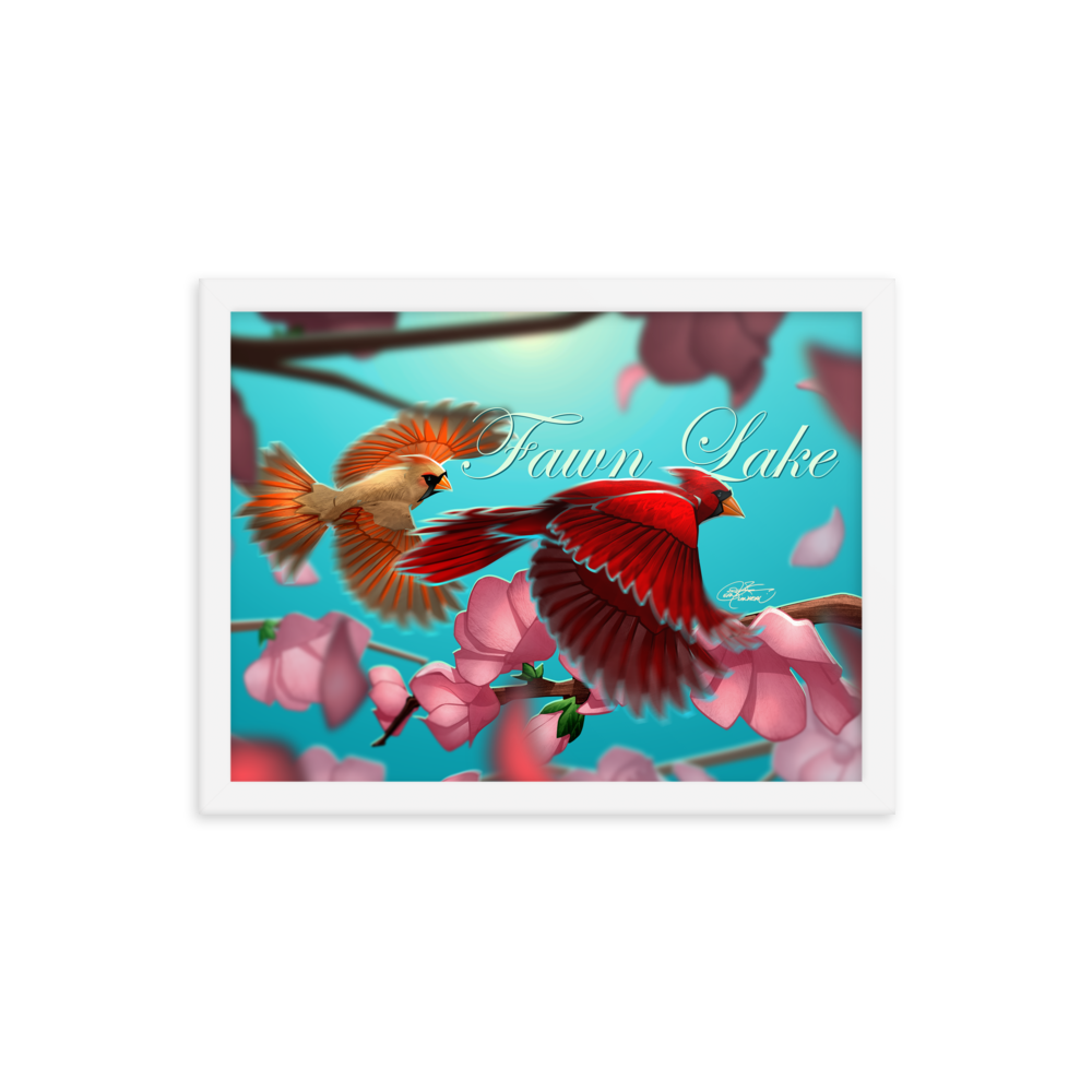 Framed Fawn Lake Cardinals Poster