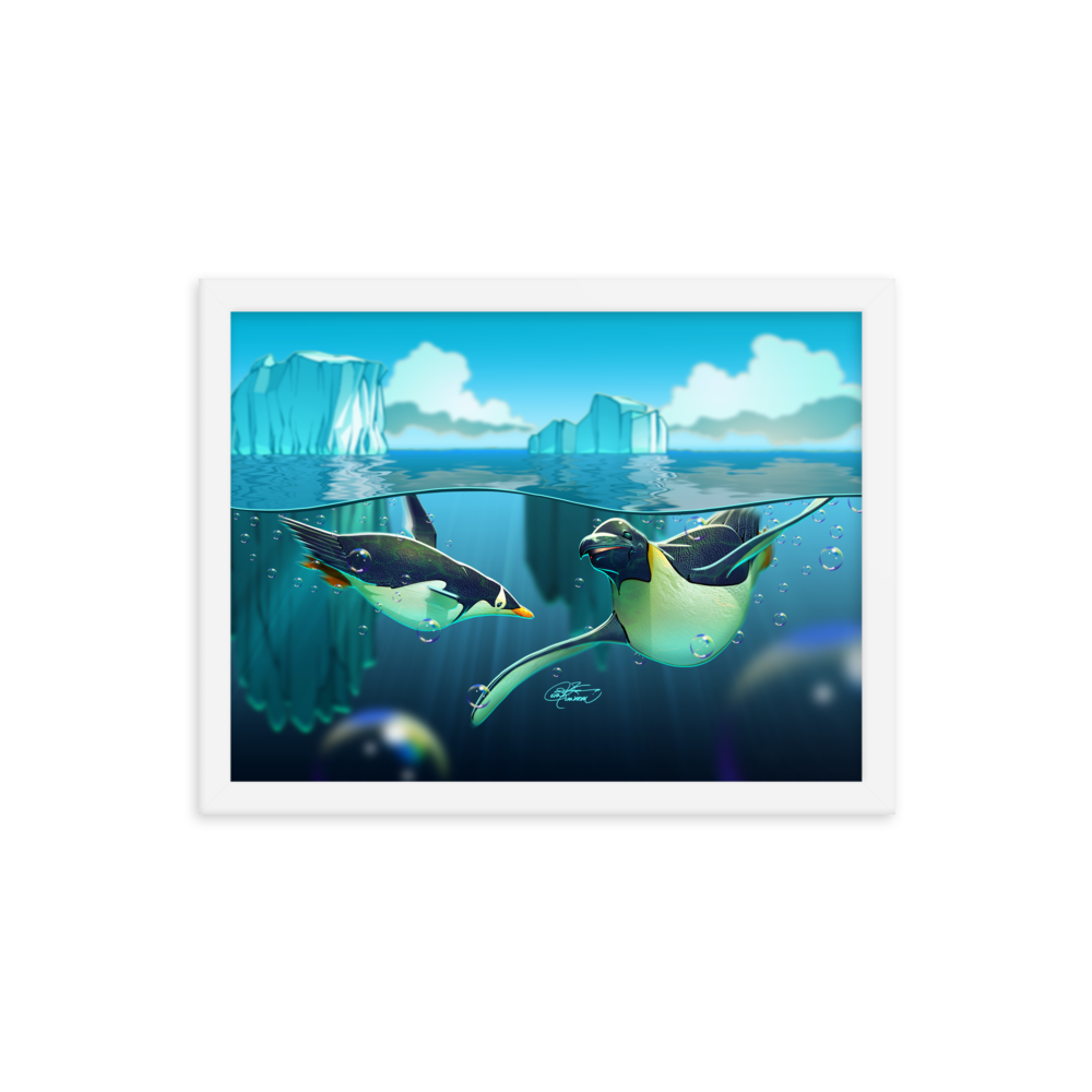 Framed Antarctic Penguins Poster